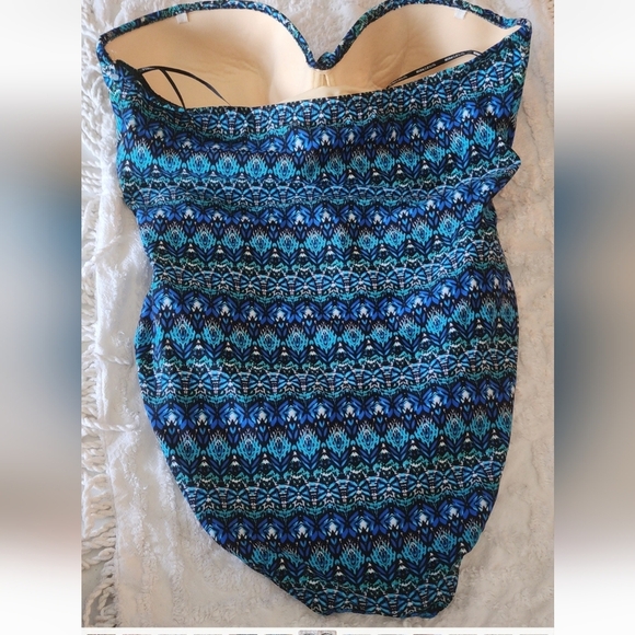 Women's Blue Patterned Swimsuit Miraclesuit Mosaica Seville 14 Nwot - Picture 4 of 7